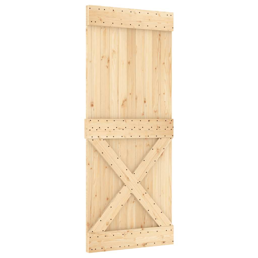 Porta Scorrevole con Set Hardware 85x210 cm Legno Massello Pino 3332780