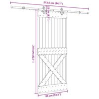 Porta Scorrevole con Set Hardware 85x210 cm Legno Massello Pino