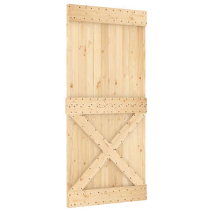 Porta Scorrevole con Set Hardware 95x210 cm Legno Massello Pino 3332782