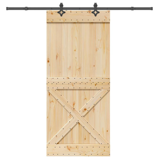 Porta Scorrevole con Set Hardware 100x210cm Legno Massello Pino 3332783