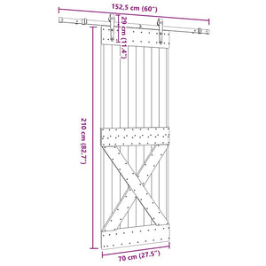 vidaXL Porta Scorrevole con Set Hardware 70x210 cm Legno Massello Pino