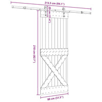 vidaXL Porta Scorrevole con Set Hardware 80x210 cm Legno Massello Pino