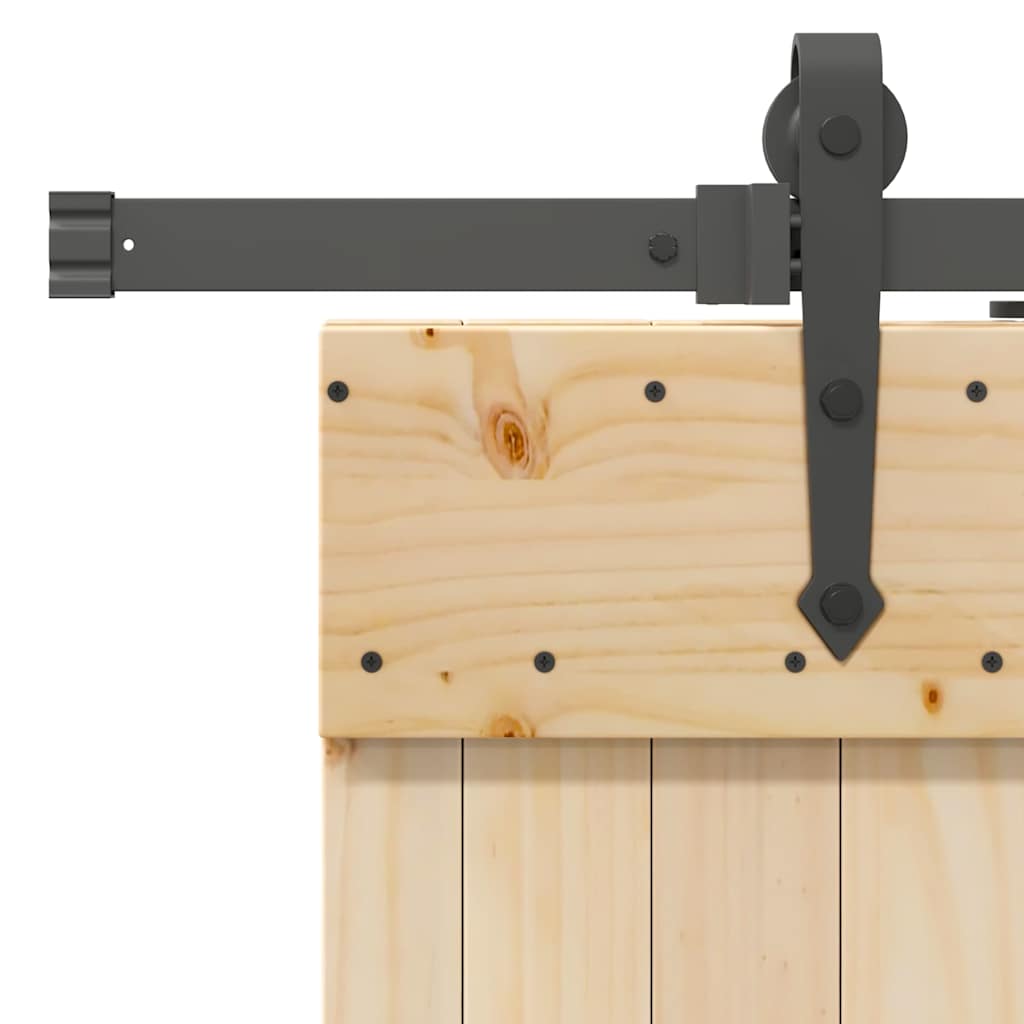 Porta Scorrevole con Set Hardware 90x210 cm Legno Massello Pino 3332793
