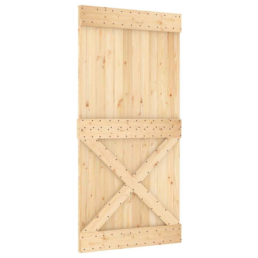 Porta Scorrevole con Set Hardware 100x210cm Legno Massello Pino 3332795