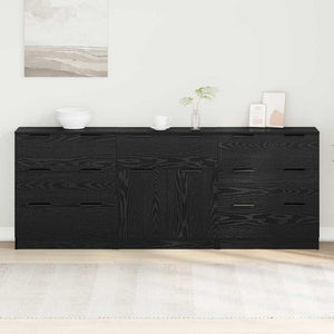 vidaXL Credenza 3 pcs Rovere nero 60 x 30 x 70 cm Legno multistrato
