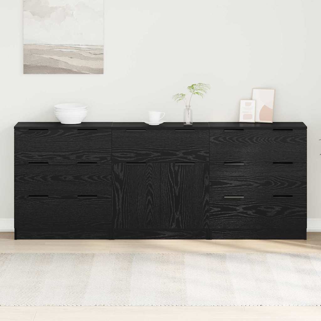 Credenza 3 pcs Rovere nero 60 x 30 x 70 cm Legno multistrato 3332521