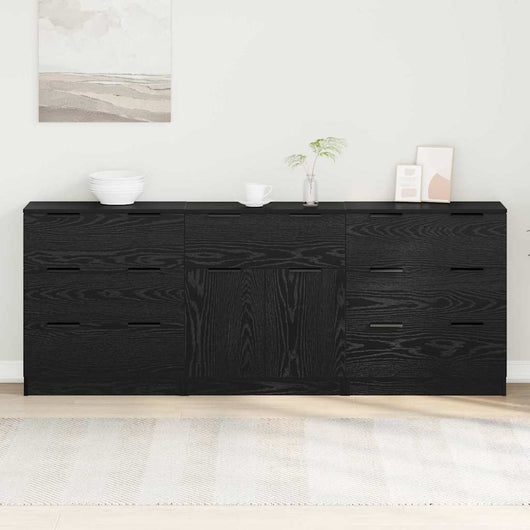 Credenza 3 pcs Rovere nero 60 x 30 x 70 cm Legno multistrato 3332521