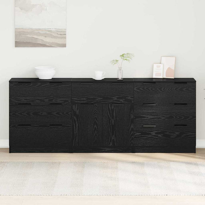 Credenza 3 pcs Rovere nero 60 x 30 x 70 cm Legno multistrato 3332521