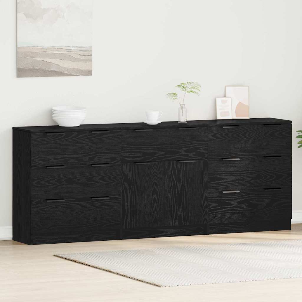 Credenza 3 pcs Rovere nero 60 x 30 x 70 cm Legno multistrato 3332521