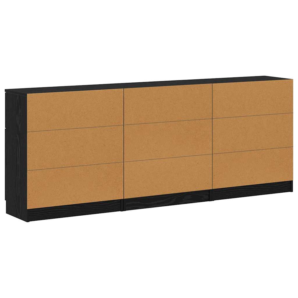 vidaXL Credenza 3 pcs Rovere nero 60 x 30 x 70 cm Legno multistrato