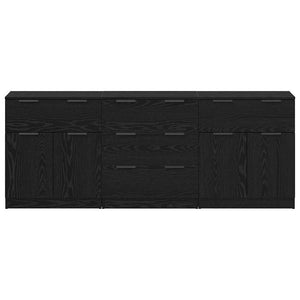 vidaXL Credenza 3 pcs Rovere nero 60 x 30 x 70 cm Legno multistrato