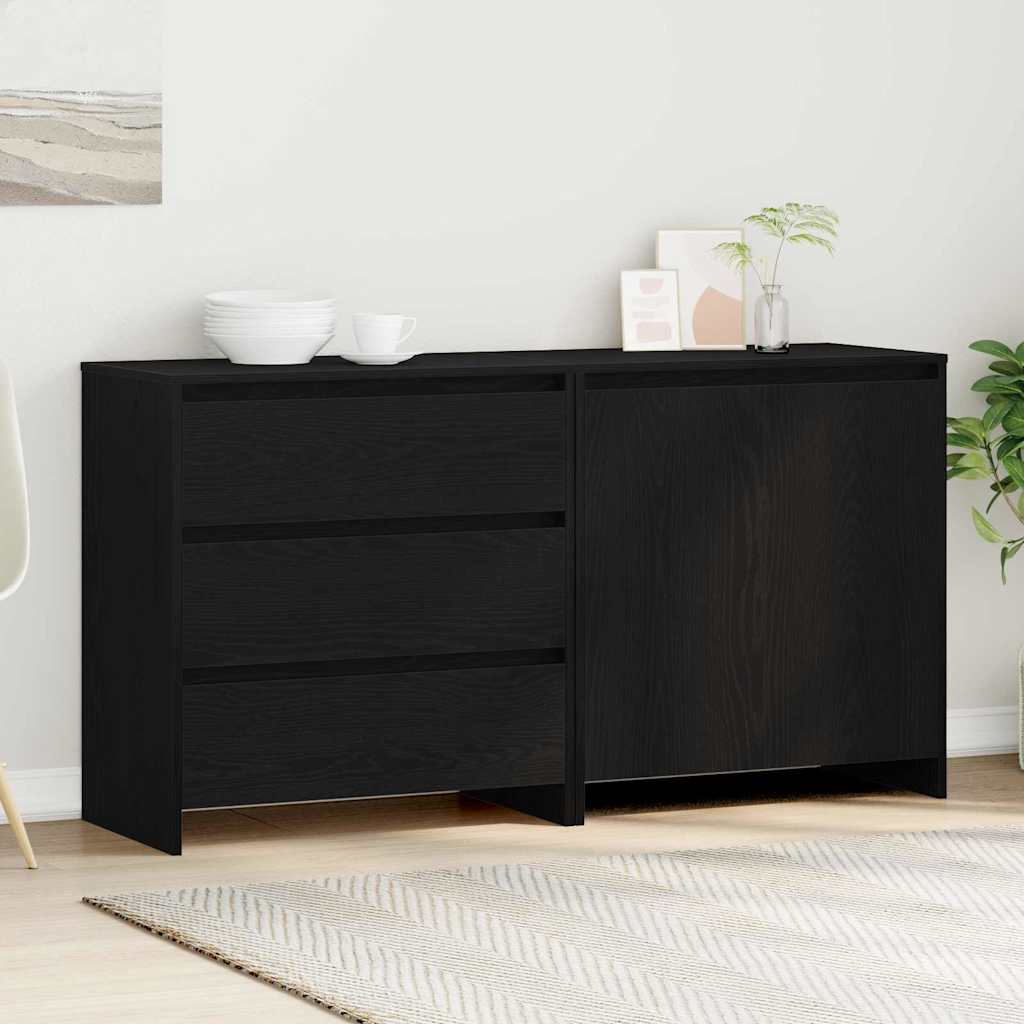 Credenza 2 pz-Set di 2 Buffet-Armadio da cucina Nero 70 x 41 x 75 cm Legno multistrato