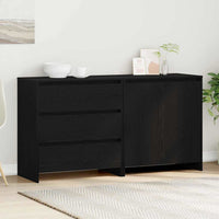 Credenza 2 pz-Set di 2 Buffet-Armadio da cucina Nero 70 x 41 x 75 cm Legno multistrato
