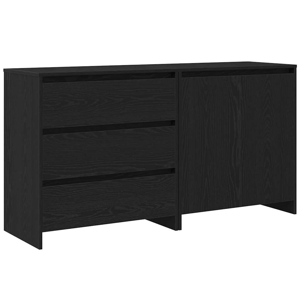 Credenza 2 pz-Set di 2 Buffet-Armadio da cucina Nero 70 x 41 x 75 cm Legno multistrato