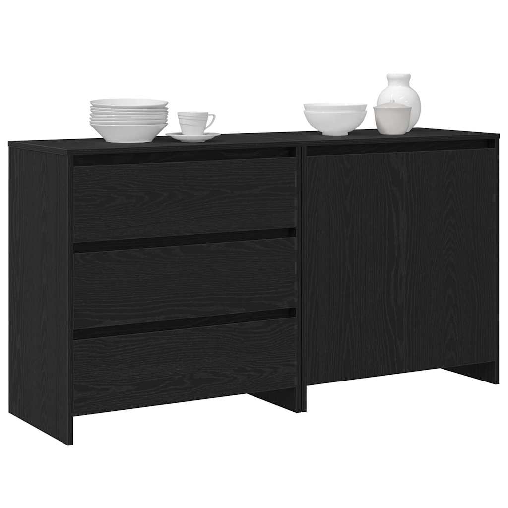 Credenza 2 pz-Set di 2 Buffet-Armadio da cucina Nero 70 x 41 x 75 cm Legno multistrato