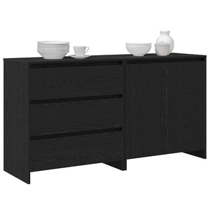 Credenza 2 pz-Set di 2 Buffet-Armadio da cucina Nero 70 x 41 x 75 cm Legno multistrato