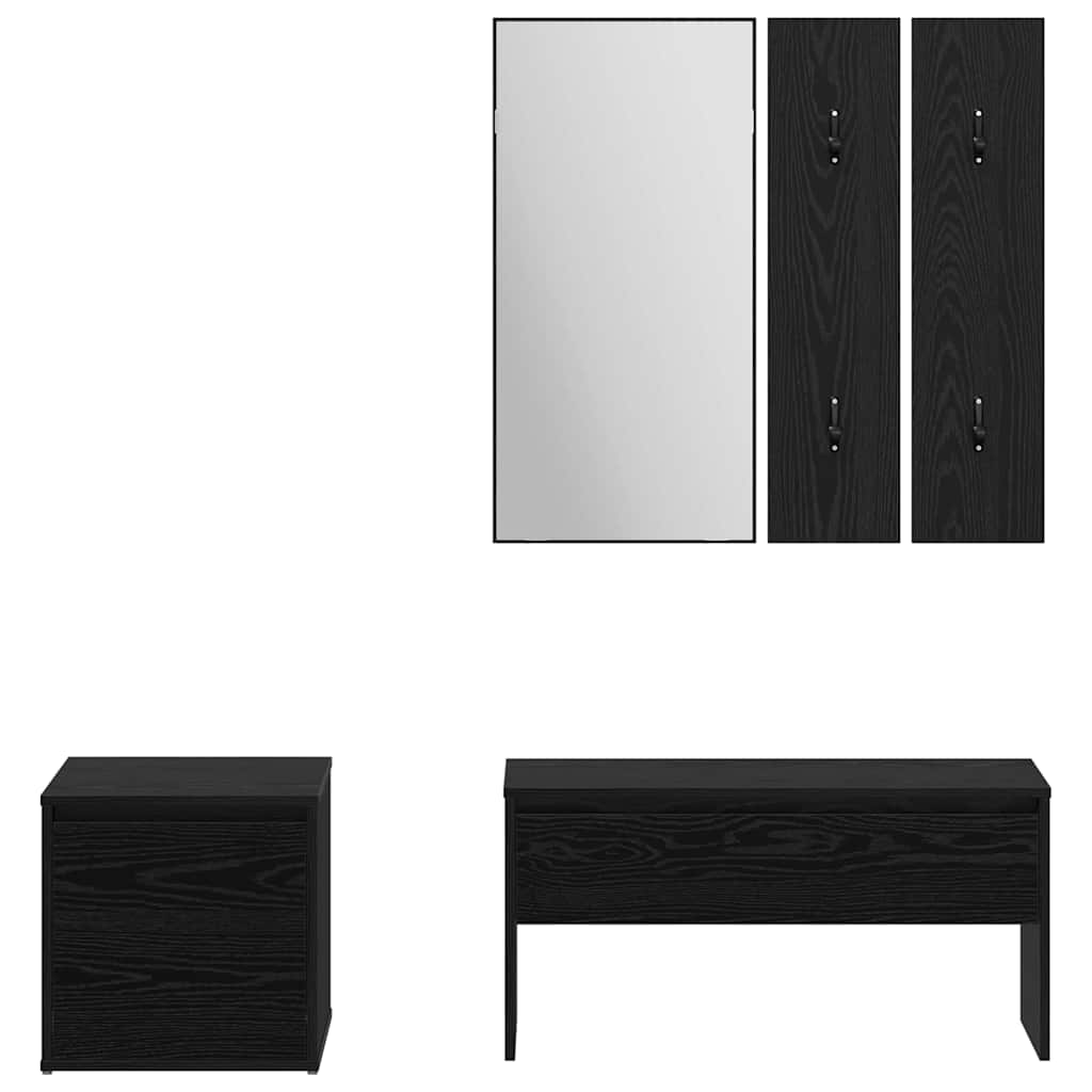 vidaXL Set mobili da ingresso 3 pcs Rovere nero 80 x 31 x 40 cm