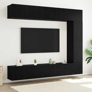 Set mobile TV 5 pz-Set di 5 Credenza per TV Rovere Nero Legno multistrato 987178