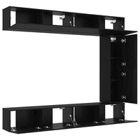 Set mobile TV 5 pz-Set di 5 Credenza per TV Rovere Nero Legno multistrato 987178