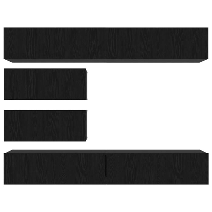 Set di mobili TV da 6 pezzi montato a parete in legno ingegnerizzato effetto rovere nero 3332531