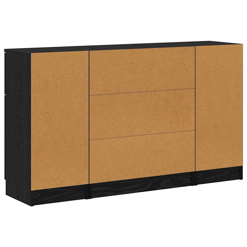 vidaXL Credenza 3 pcs Rovere nero 121 x 30 x 70 cm Legno multistrato