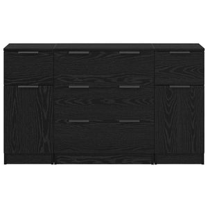 Credenza 3 pcs Rovere nero 121 x 30 x 70 cm Legno multistrato 3332538
