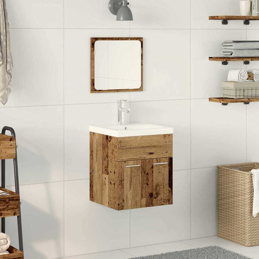 Set di Mobili per Bagno in 3 Pezzi in Legno Invecchiato 3332541