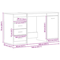 Scrivania 2 pcs Rovere Nero 140 x 50 x 76 cm Legno multistrato 3332543