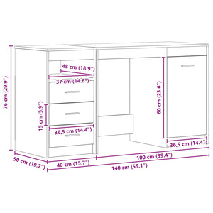 Scrivania 2 pcs Rovere Nero 140 x 50 x 76 cm Legno multistrato 3332543