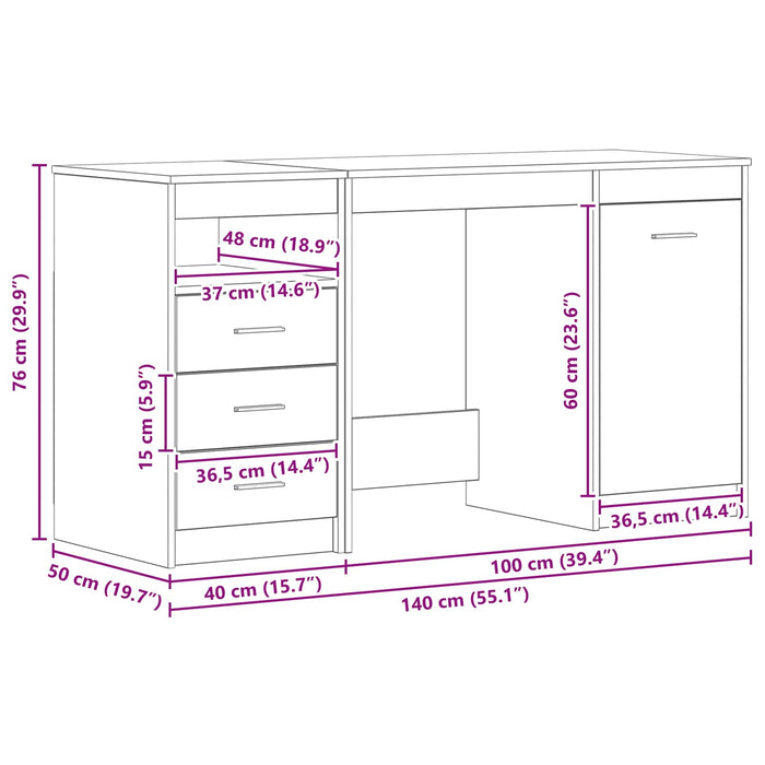 Scrivania 2 pcs Rovere Nero 140 x 50 x 76 cm Legno multistrato 3332543
