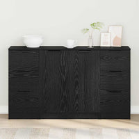 vidaXL Credenza 3 pcs Rovere nero 121 x 30 x 70 cm Legno multistrato