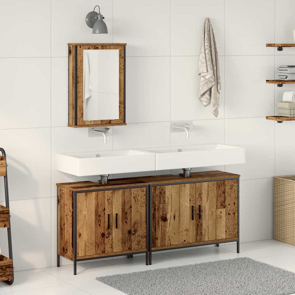 Set di mobili da bagno a 3 pezzi  legno invecchiato 3332548