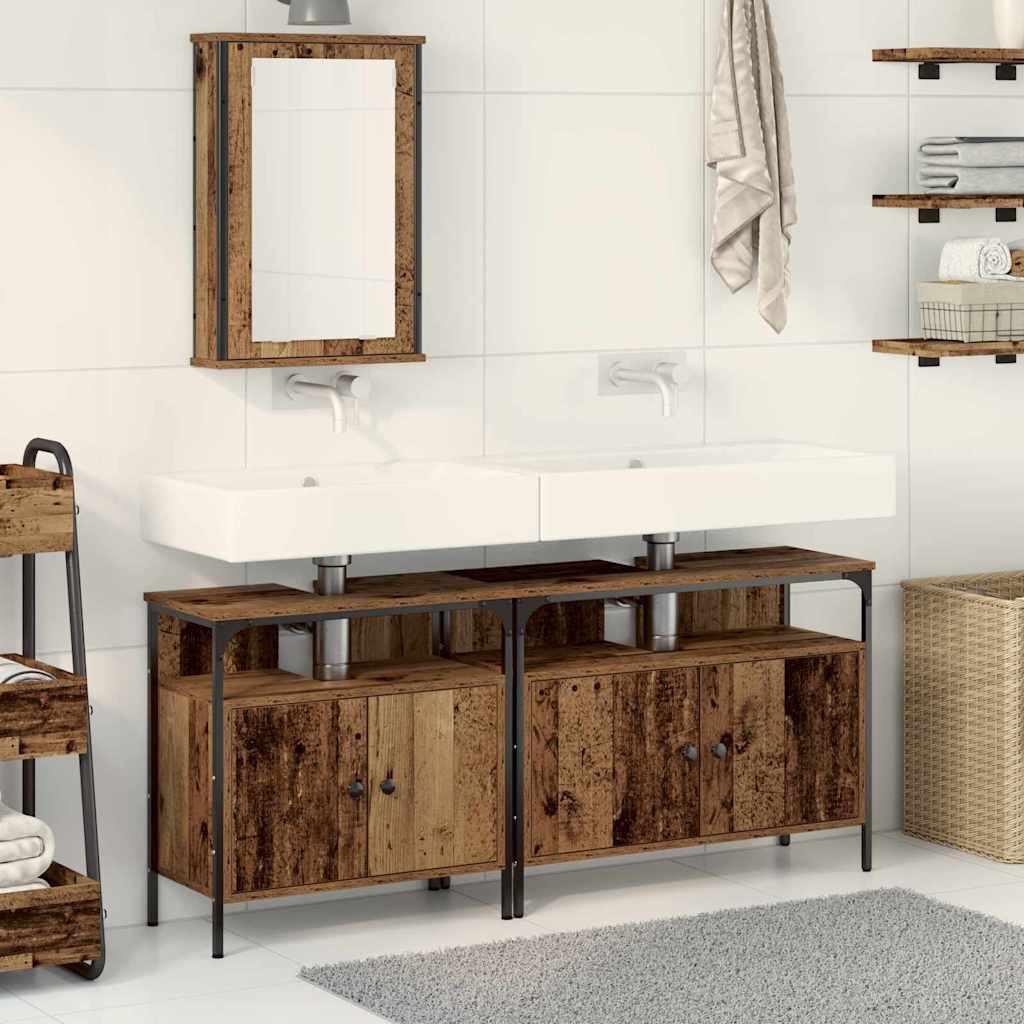 Mobile da bagno  con lavabo integrato in legno antico 3332550