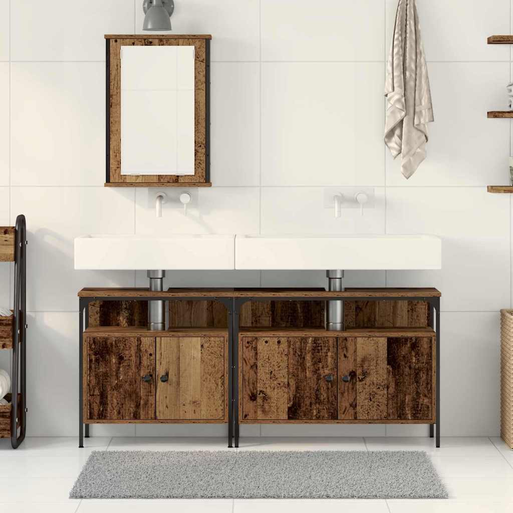Mobile da bagno  con lavabo integrato in legno antico 3332550