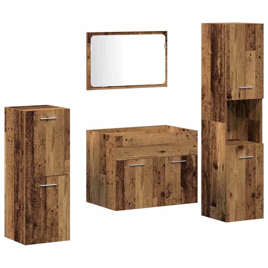 Set di Mobili per Bagno 4 pcs Legno vecchio 30 x 30 x 130 cm 3332556