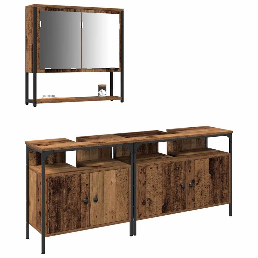 Mobiletto per lavabo con lavello integrato in legno recuperato 3332574