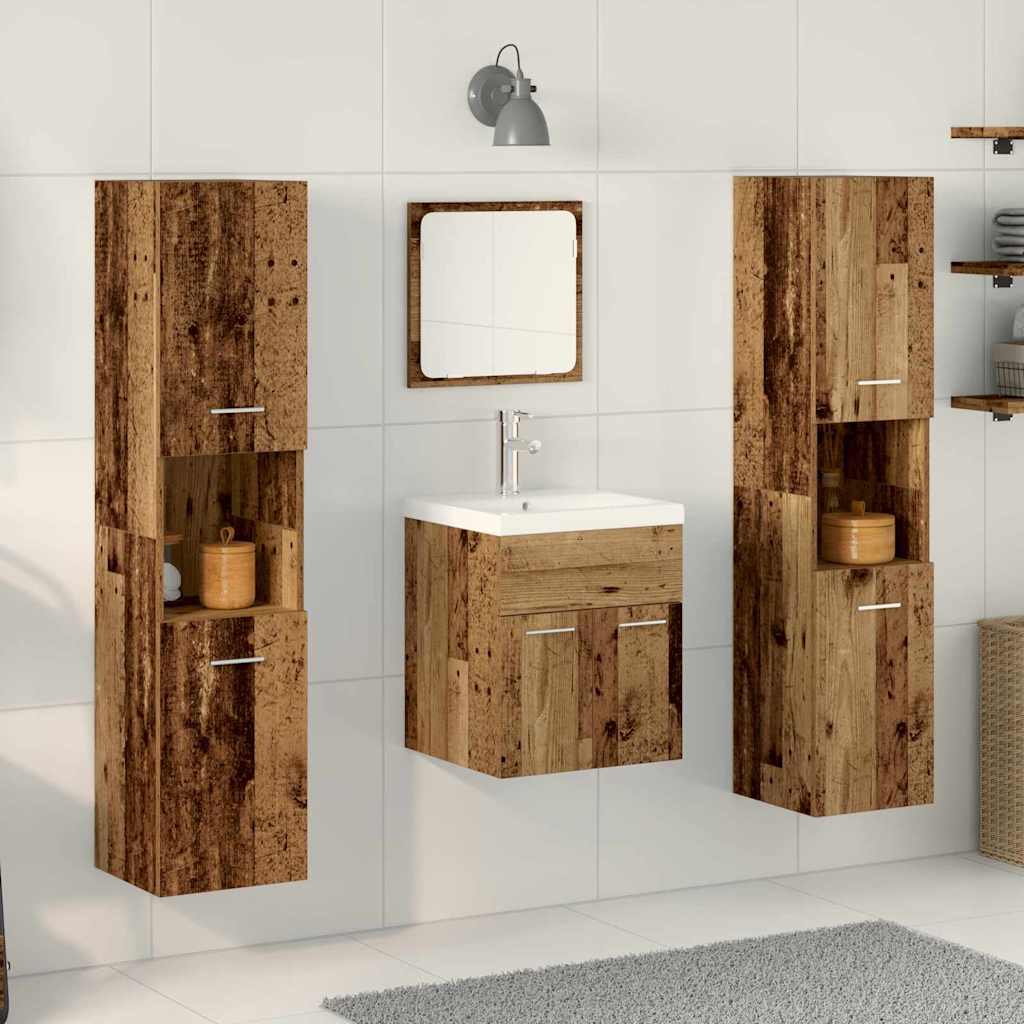 Set di Mobili per Bagno in 5 Pezzi Legno Vecchio Legno Ingegnerizzato 3332577