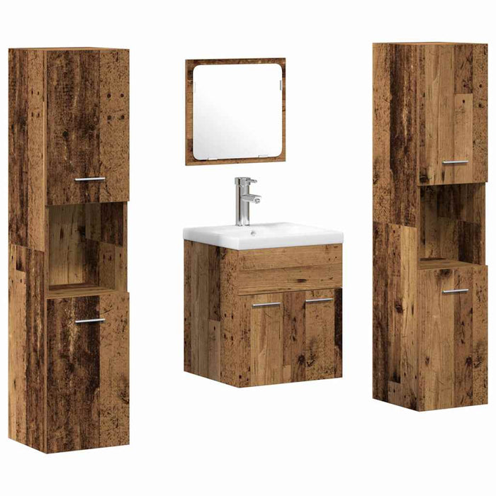Set di Mobili per Bagno in 5 Pezzi Legno Vecchio Legno Ingegnerizzato 3332577