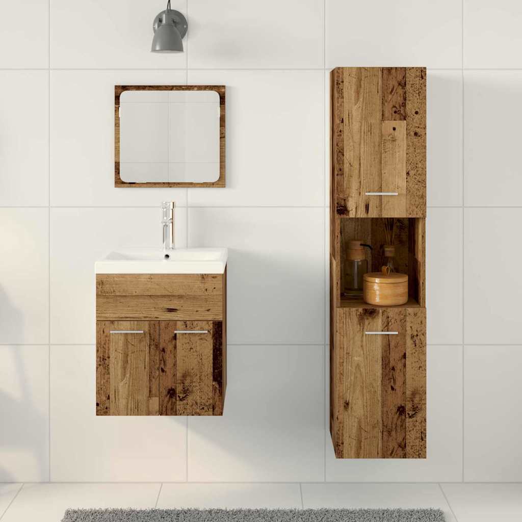 Set di mobili per bagno a 4 pezzi  - Legno vecchio in legno ingegnerizzato 3332579