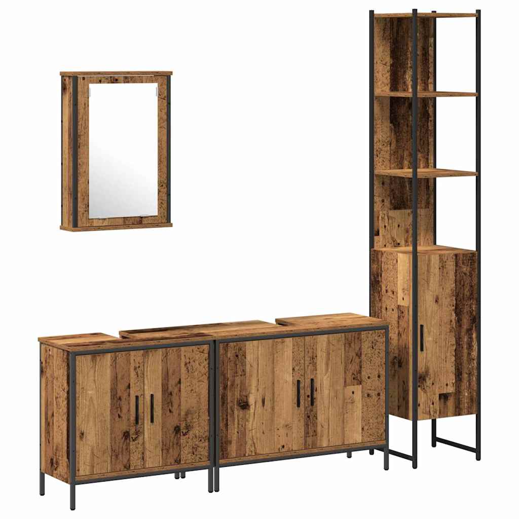 Set di Mobili da Bagno  in 4 Pezzi Legno Antico 3332595