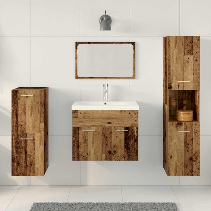 Set di mobili per il bagno con porta 5 pcs Legno vecchio 3332599