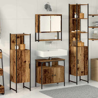 Set di mobili da bagno in 4 pezzi in legno antico e legno ingegnerizzato 3332603