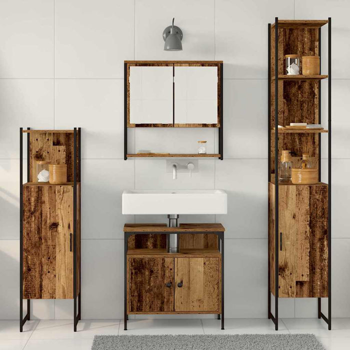 Set di mobili da bagno in 4 pezzi in legno antico e legno ingegnerizzato 3332603