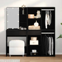 Specchio con LED con cassetto Rovere nero 140 x 40 x 140 cm 3333044