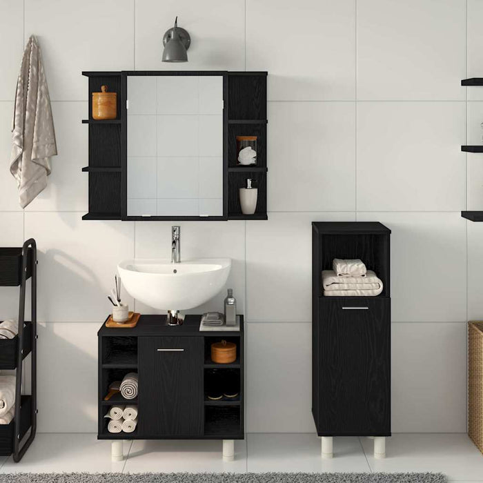 Set di mobili per il bagno 3 pcs Nero 30 x 30 x 99.5 cm 3333048