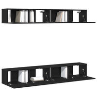 Set mobile TV 4 pz-Set di 4 Credenza per TV Rovere Nero 100 x 30 x 30 cm