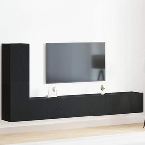 Set mobile TV Montaggio a parete-Credenza per TV Rovere Nero Legno multistrato 145463
