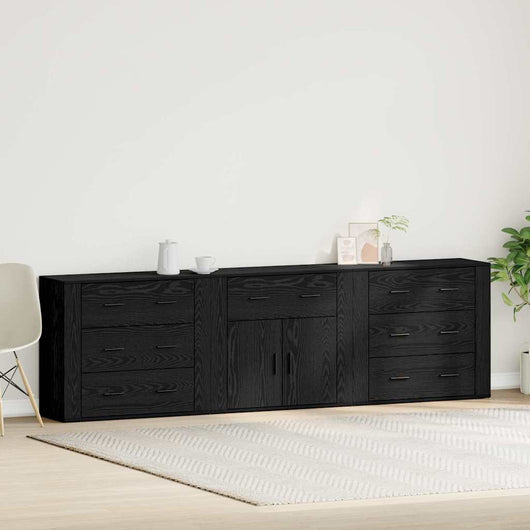 Sideboards 3 pz Rovere Nero Legno Ingegnerizzato 3333085