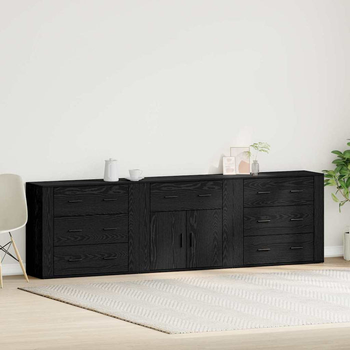 Sideboards 3 pz Rovere Nero Legno Ingegnerizzato 3333085