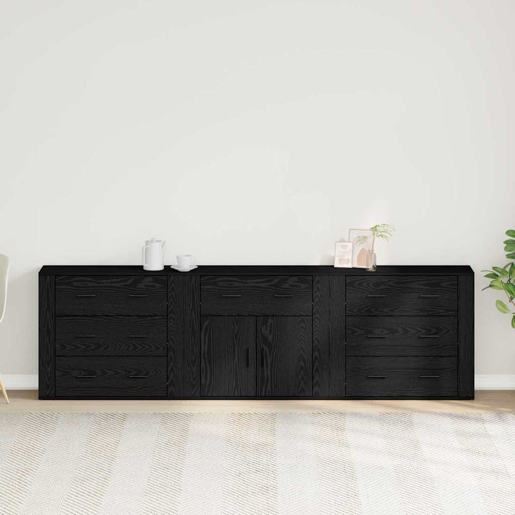 Sideboards 3 pz Rovere Nero Legno Ingegnerizzato 3333085